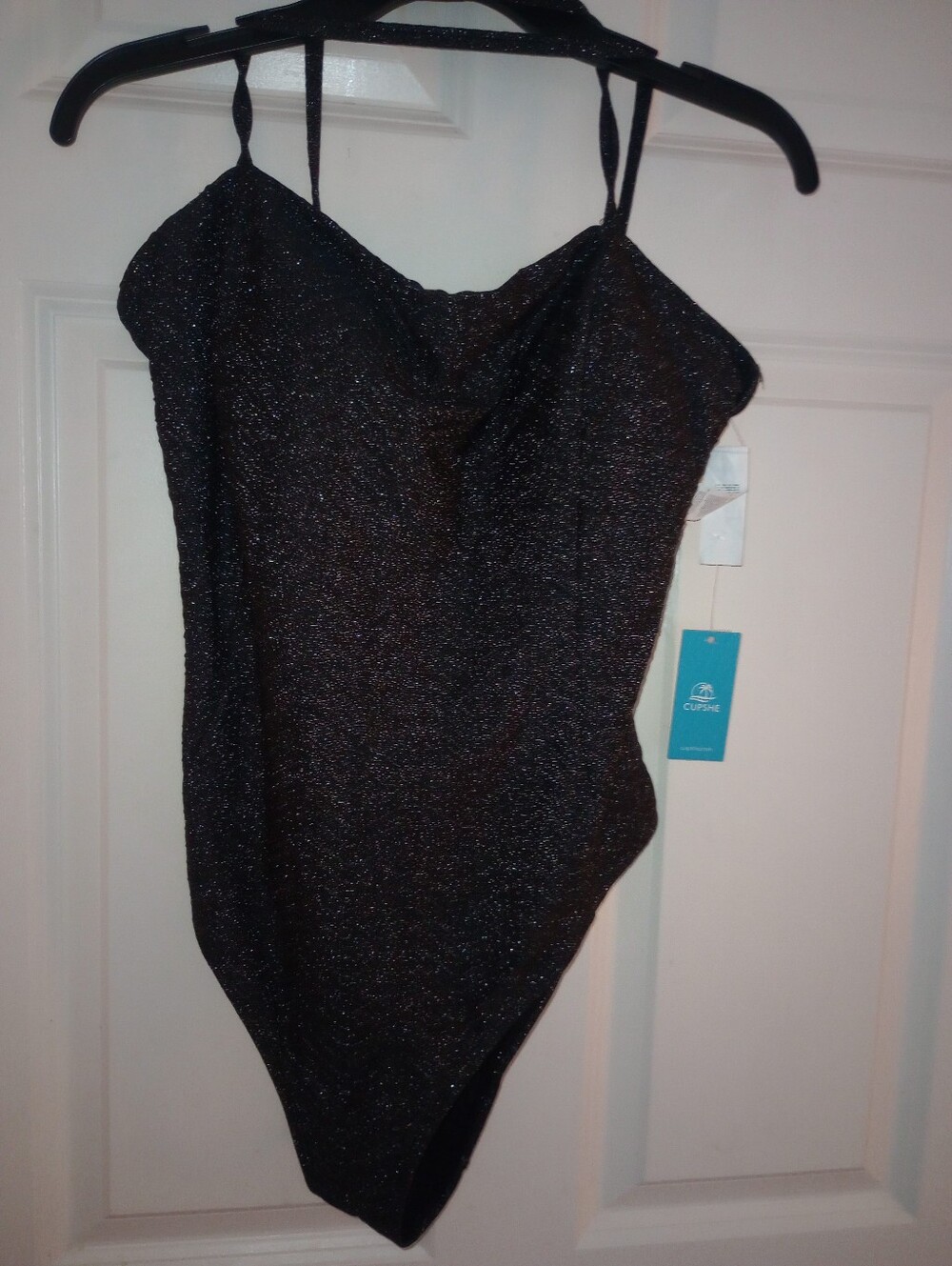 Stretch Black And Silver Shimmer Women's Bathing Suite